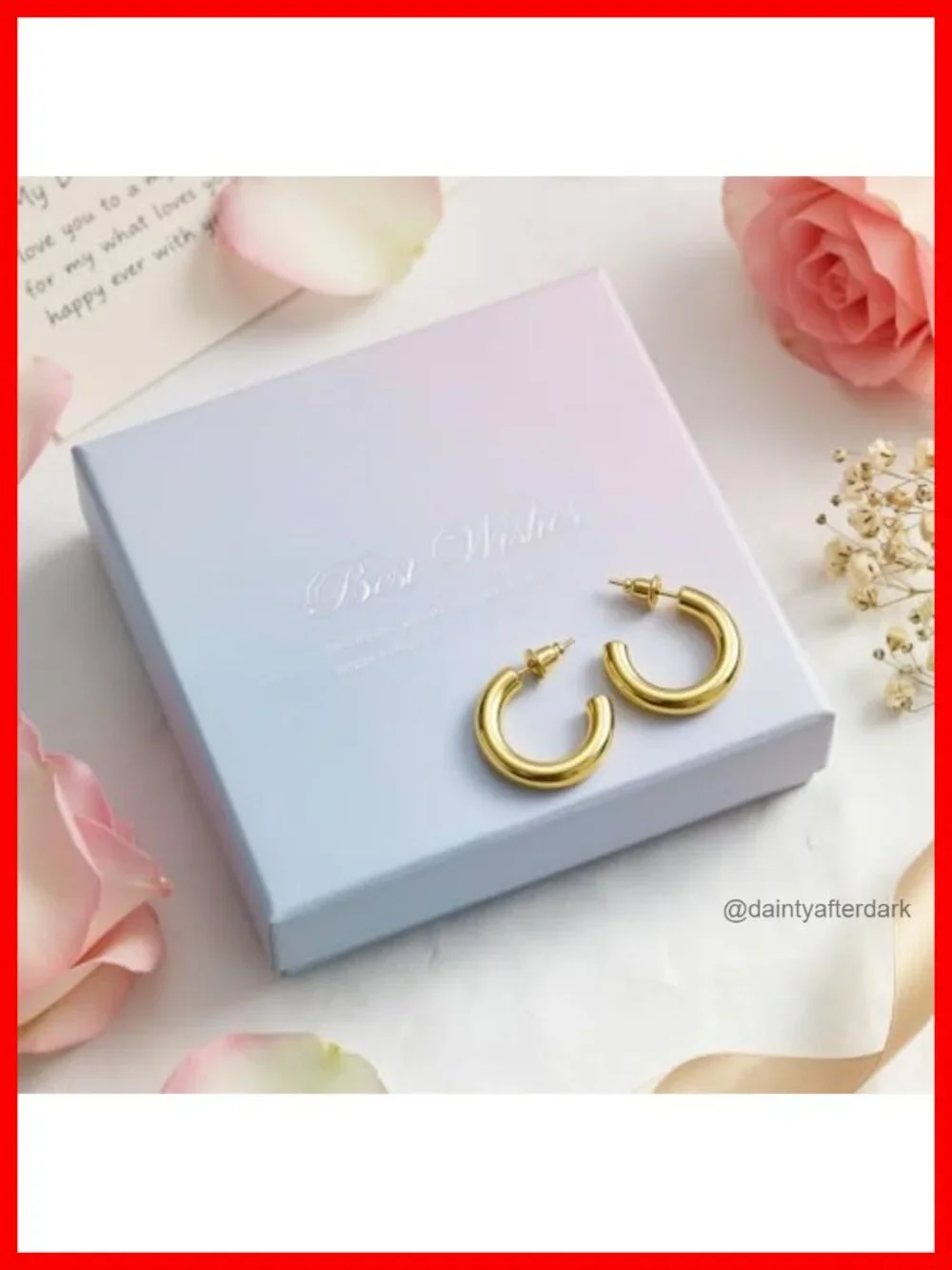18K Gold Plated Hoop Earrings, Chunky Hypoallergenic